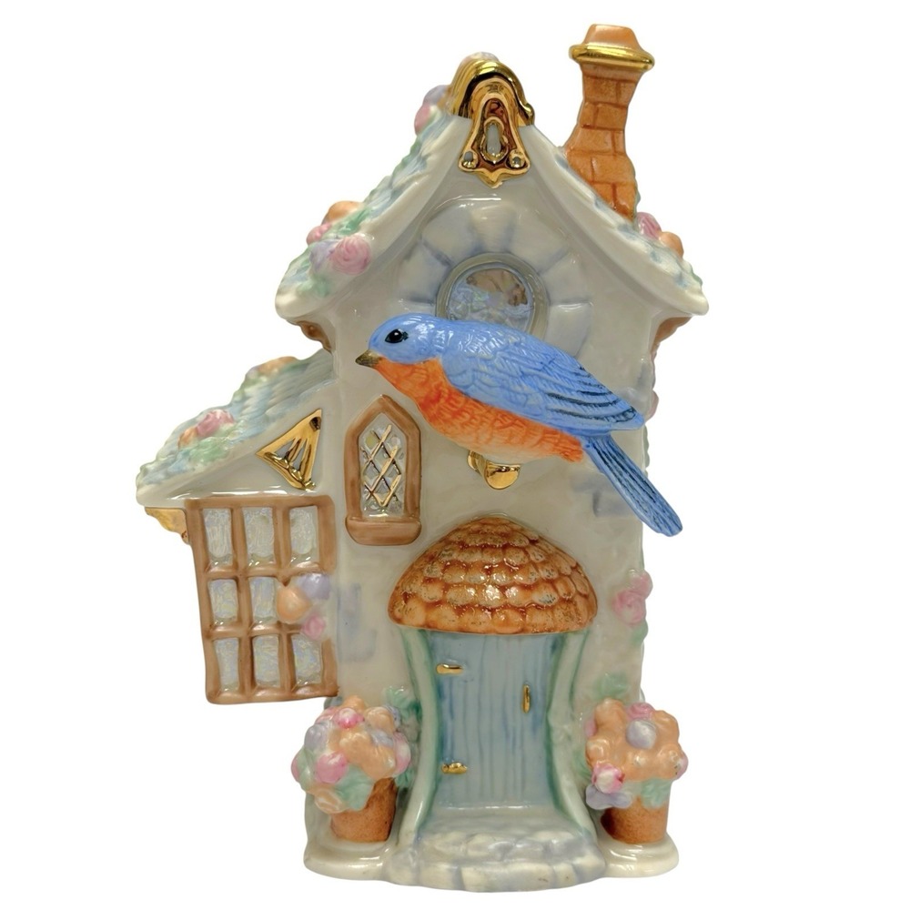 Vintage 2005 Lenox Music Boxes Porcelain Bluebird Cottage Handcrafted WORKS!